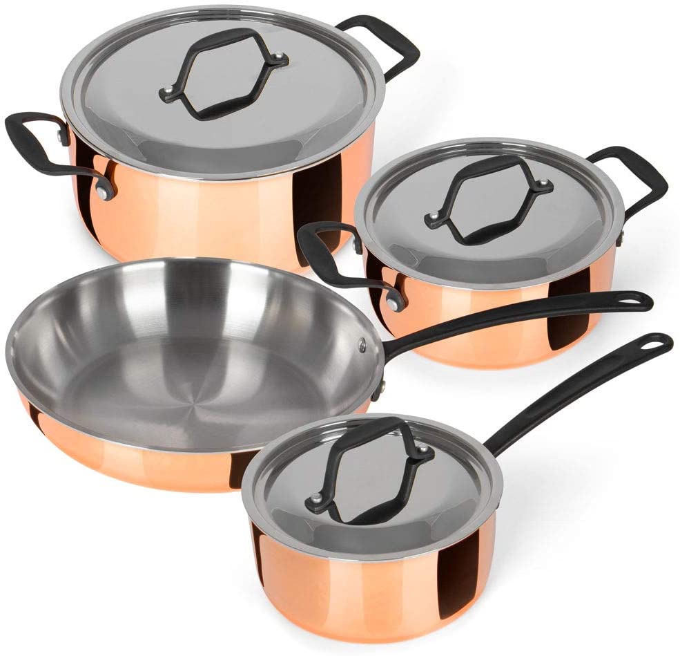 Chefkoch® Kochtopfset verkupfert inkl. Bratpfanne, 4er-Set