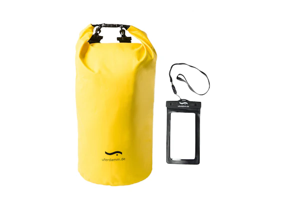 Drybag in gelb und blau mit 30% Rabatt