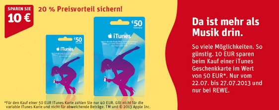 50€ iTunes-Geschenkkarte für 40€ - ab Montag bei Rewe