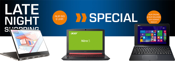 Saturn Late Night Shopping - Notebook Special: z. B. Asus Transformer Book für 399€