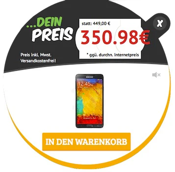 Samsung Galaxy Note 3 für 351€ – 5,7" Phablet mit 32GB Speicher und 4G
