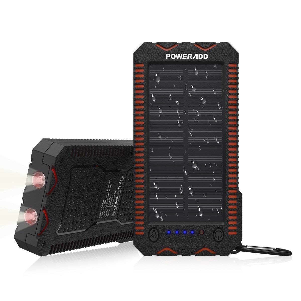 POWERADD Solar Ladegerät 12000mAh mit Dual LED Leuchte