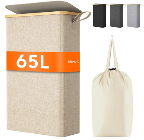 Lifewit 65L Wäschekorb Schmal mit Deckel