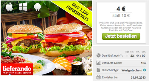 10€ Lieferando Gutschein für 4€ *UPDATE*