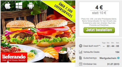 10€ Lieferando Gutschein für 4€ *UPDATE*