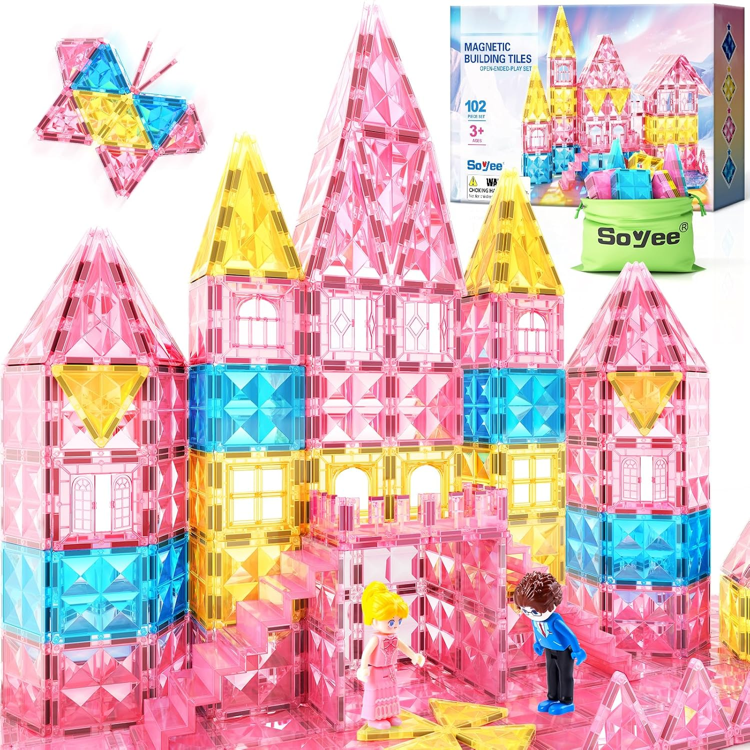 102 Magnetische Bausteine mit 2 Puppen Magnetbausteine Spielzeug ab 3 Jahre
