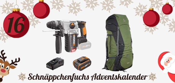 1x Worx Akku-Bohrhammer (Wert: 200€) | 1x Deuter Alpamayo Trekking-Rucksack (Wert: 200€) ✨ 16. Dezember: Das nächste Türchen ist offen