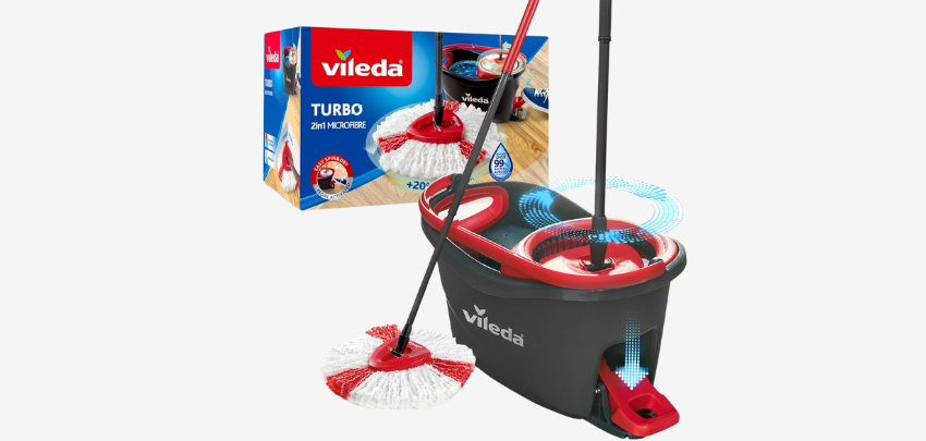 Vileda Turbo für 35€ - Bodenwischer mit Mikrofaser-Moppkopf, Teleskopstiel verstellbar (58-123cm)