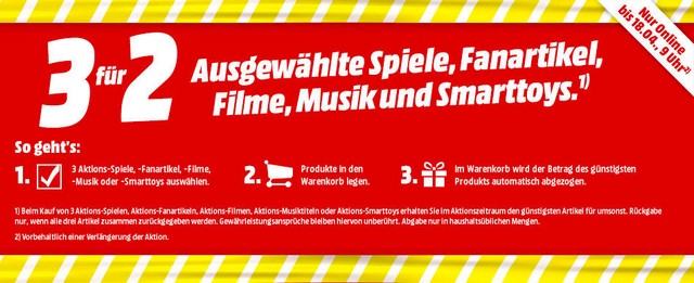 3 für 2 Aktion bei Media Markt - im Outlet und auf Produkte aus dem Bereich Entertainment