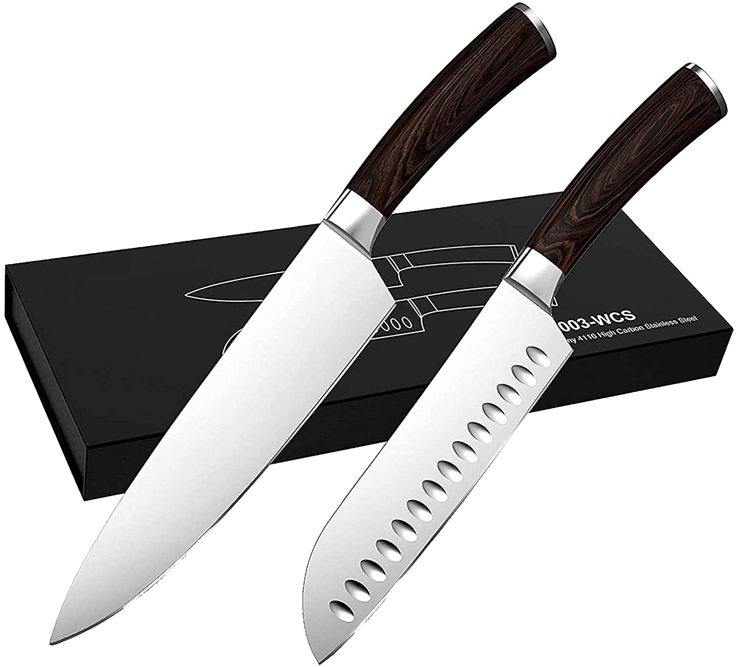 Holzgriff Kochmesser &amp; Santokumesser Set