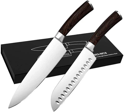 Holzgriff Kochmesser & Santokumesser Set