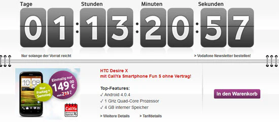 HTC Desire X für 149€ durch kostenlosen Prepaid-Tarif