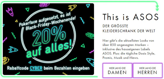 20% Rabatt auf alles bei Asos - ohne MBW