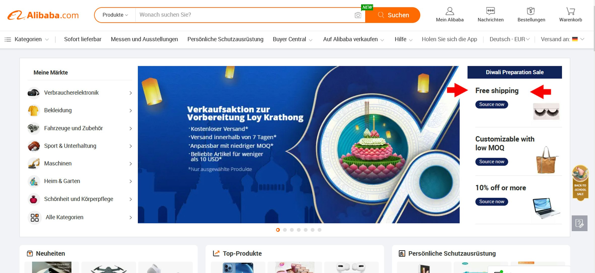 Alibaba gratis Versand