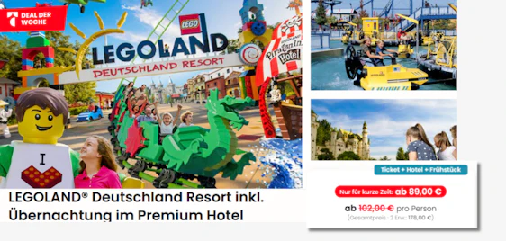 Satte Ersparnis 🎢 LEGOLAND Deutschland Resort inkl. Übernachtung im Premium Hotel nur 89€ (statt: 102€)