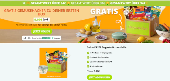 📦 Degusta Box + GRATIS Gemüsehacker für nur 9,99€ (statt 34€)