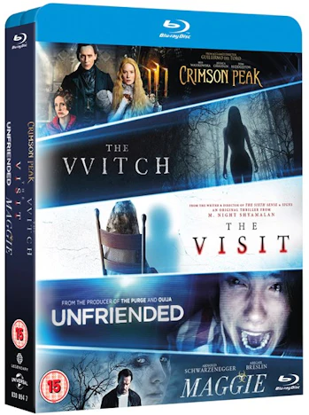 5 Bluray-Filme ( Crimson Peak + The Witch + The Visit + Unfriended + Maggie ) für 8€