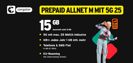 Letzet Chance! Nur 1€ + 1. Monat GRATIS 🤩 Congstar Prepaid Tarife » z.B. 2 Monate lang 20GB für 1€ nutzen!