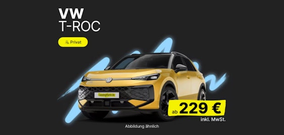 Privat- & Gewerbe-Leasing: VW T-Roc R-Line (116 PS) für 229€ im Monat + 1.490€ Überführung