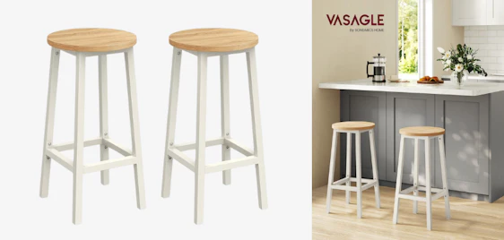 2x Vasagle Barhocker für 41€ - in Beige-Weiß