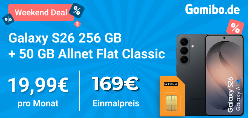 Weekenddeal ⏳ Samsung Galaxy S26 (256GB) + 50GB Vodafone Allnet-Flat