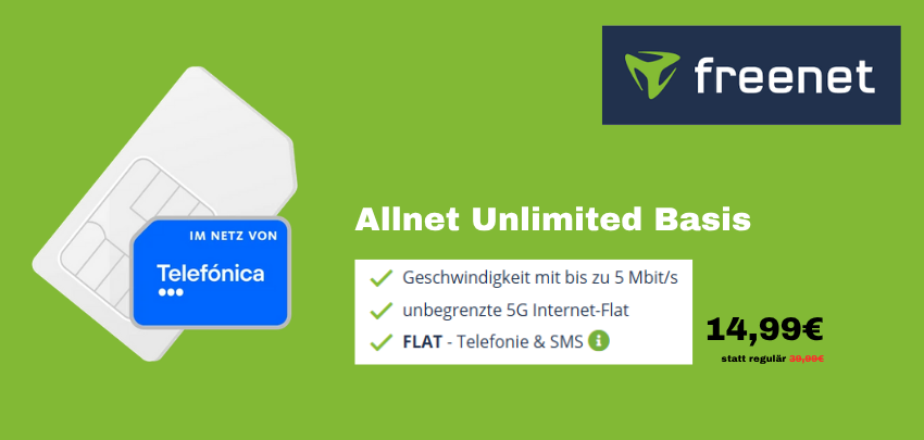Bis morgen! Günstig wie nie ♾️ freenet Allnet Unlimited Basis für 15€ mtl. 🔥