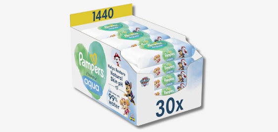 Megapack! 1.440 Pampers Baby Feuchttücher für 30€ - aus Baumwolle, alkoholfrei | nur 2 Cent pro Stück