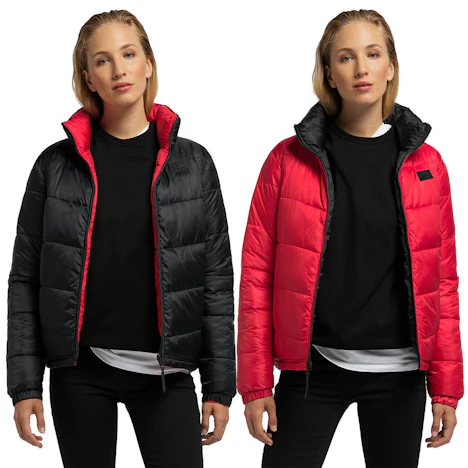PYUA URBAN Damen Steppjacke Wendejacke Jacke schwarz rot