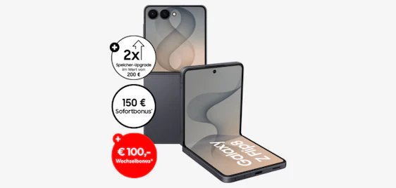 Mindestens 418€ GEWINN 🚀📲 Samsung Galaxy Z Flip8 (512GB) + 50GB Vodafone Allnet-Flat 🤯 schon ab 19,99€ mtl.