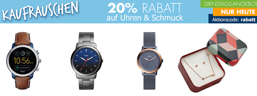 20% Rabatt auf Uhren und Schmuck bei Karstadt - z.B. Boss "Pilot" für 116€