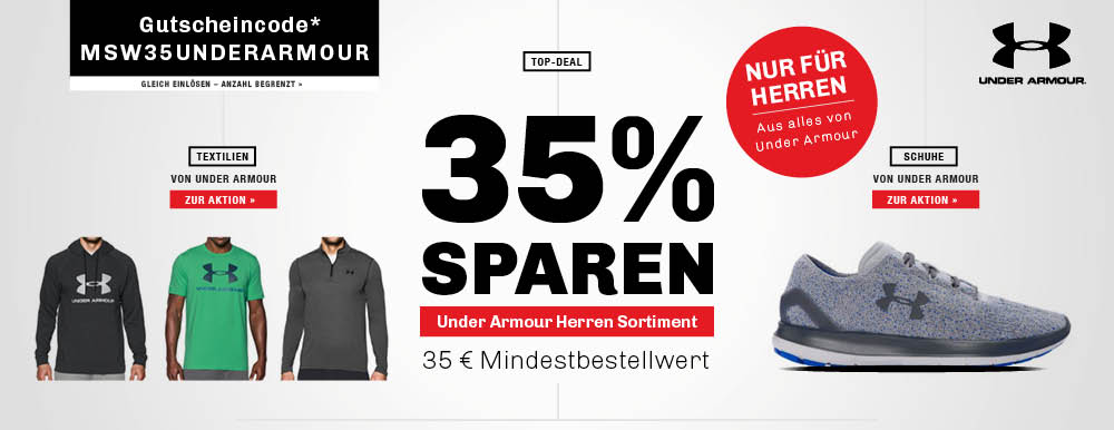 35% Rabatt auf Under Amour – Sparen bei Sportartikel für Männer