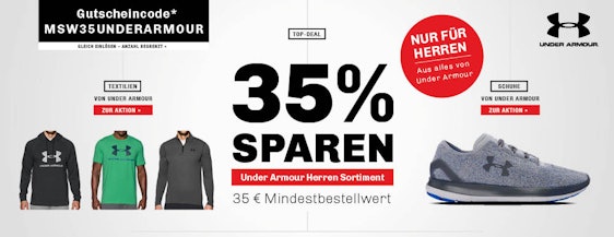 35% Rabatt auf Under Amour – Sparen bei Sportartikel für Männer