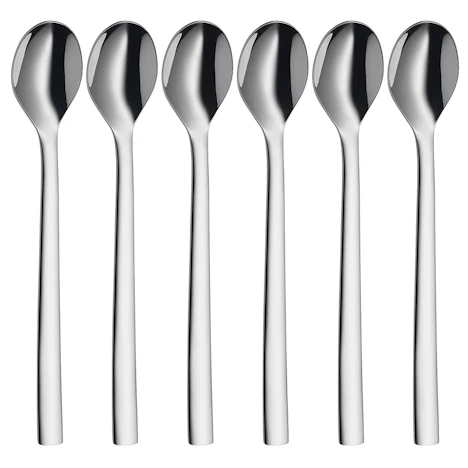 WMF Nuova Latte Macchiato Löffel Set, 6-teilig, 19 cm, Joghurtlöffel, Cromargan Edelstahl poliert
