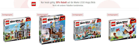 20% Rabatt auf Lego Angry Birds Artikel bei Galeria Kaufhof - z.B. King Pigs Castle 75826 für 68€