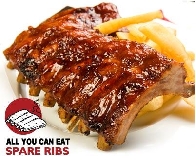 [LOKAL BERLIN] Spareribs „all you can eat“ für zwei Personen inklusive Beilagen (Country Potatoes und Salat) für 16,90€