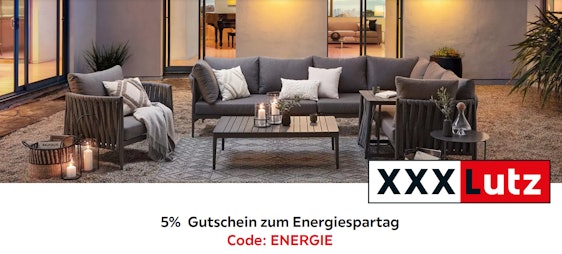 5% XXXLutz-Gutschein zum Energiespartag 💡 Auf Garten & Möbel oder Freizeit & Accessoires sparen