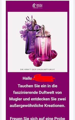 Gratis Duftprobe Alien und Pulp von Mugler bei Sendmeasample
