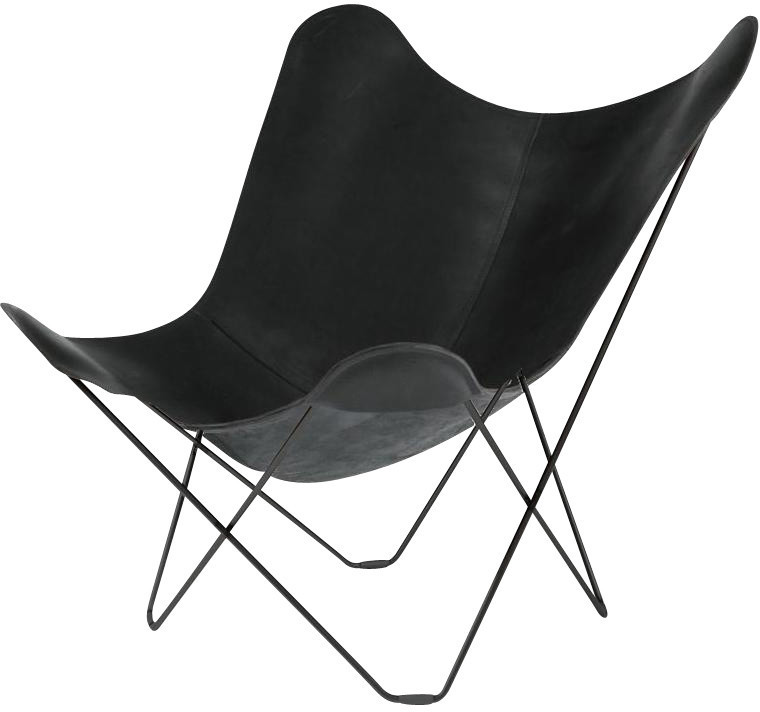 Cuero Designer-Sessel, Leather Butterfly Chair Pampa Mariposa - schwarz/ Gestell schwarz 17% reduziert
