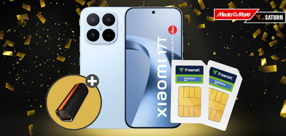 234€ GEWINN & nur 9,98€ mtl. 🤯📱 Xiaomi 17T mit 2x 10GB Telefonica-Allnet + gratis Bluetooth Lautsprecher