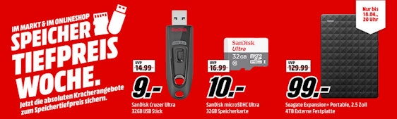 Speicher-Tiefpreiswoche bei Media Markt am 17.04.2018 - z.B. Lexar JumpDrive S57 64GB für 13€