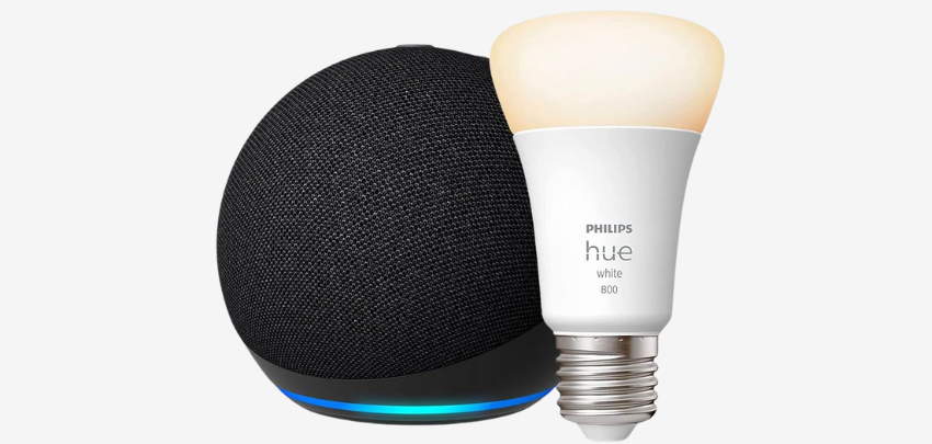 Amazon Echo Dot (5. Gen) + Philips Hue White Smart Bulb (E27) für 28€