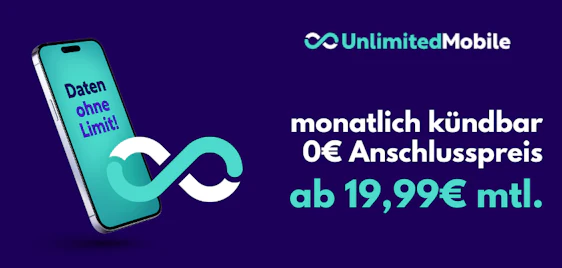 0€ Anschlusspreis auch monatlich kündbar 🙌 Unlimited Mobile 5G Allnet-Flats im o2-Netz » ab 19,99€ mtl.