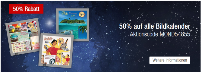 50% Rabatt auf alle Bildkalender bei Galeria Kaufhof