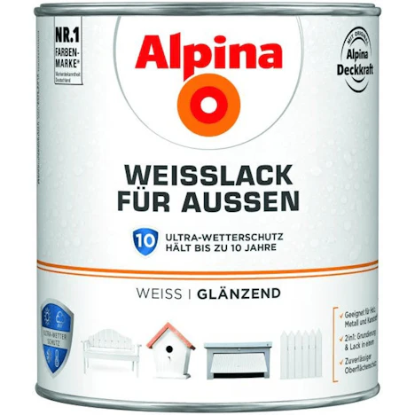 Alpina Weißlack für Außen 2 L, glänzend mit 15% Ersparnis