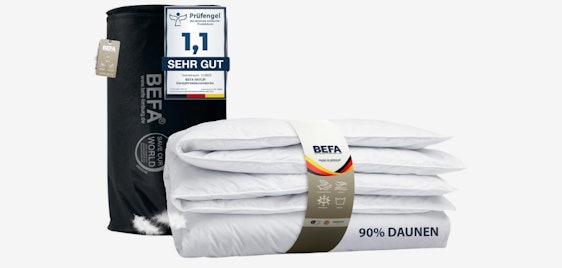 Befa Natur Daunendecke für 127€ - 135x200 cm, Ganzjahresdecke, 90% Daunen
