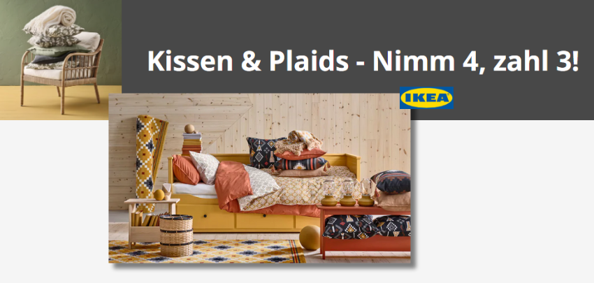 Kissen &amp; Plaids Aktion - Nimm 4, zahl 3! - IKEA Family, Online &amp; Click&amp;Collect, exklusive Rabatte