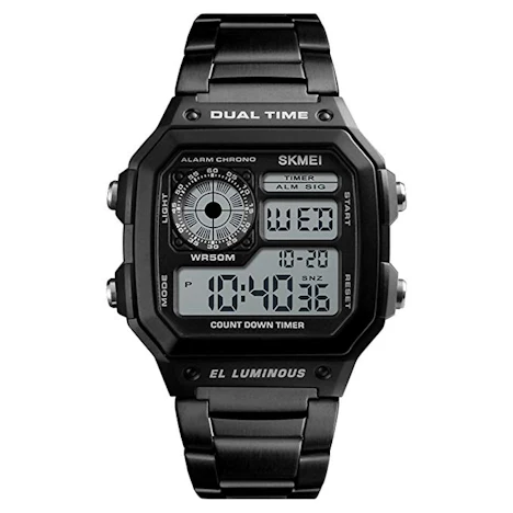 Sport Edelstahl Herrenuhr Digital Backlight