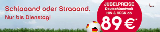 Jubelpreise bei Airberlin - Hin- und Rückflug für 89€ - weitere 10€ Rabatt bei PayPal-Zahlung