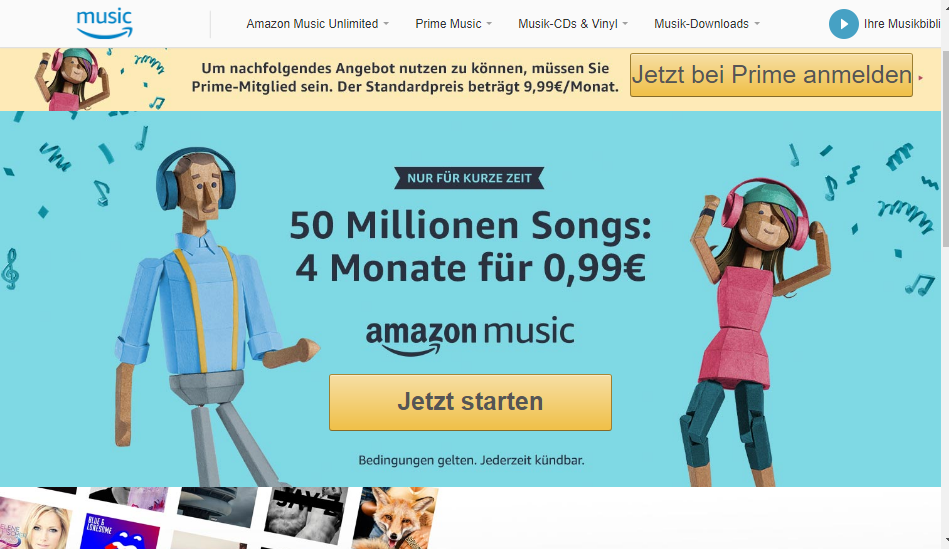 Neukunden von Amazon Music Unlimited: 4 Monate für nur 0,99€