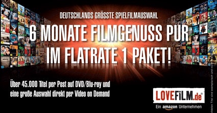 Lovefilm 6 Monate Flatrate 1 Paket für 18,99€